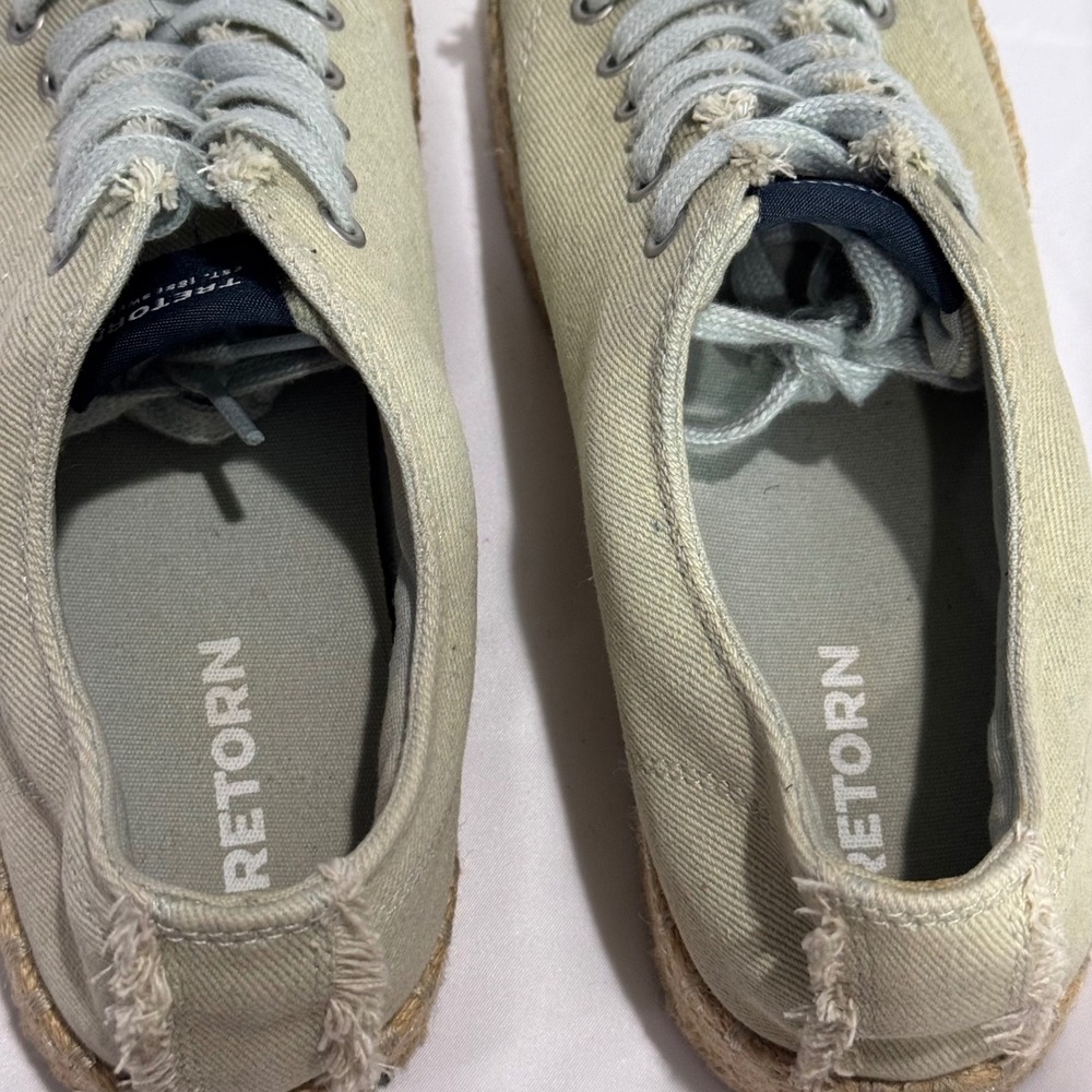 Tretorn Eve Platform Espadrille Sneaker Light Blue Canvas Frayed Jute Womens 8.5 - Picture 7 of 12